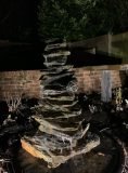 900mm Slate Pyramid Water Feature at night | Welsh Slate Water Features