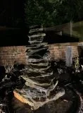 900mm Slate Pyramid Water Feature at night | Welsh Slate Water Features