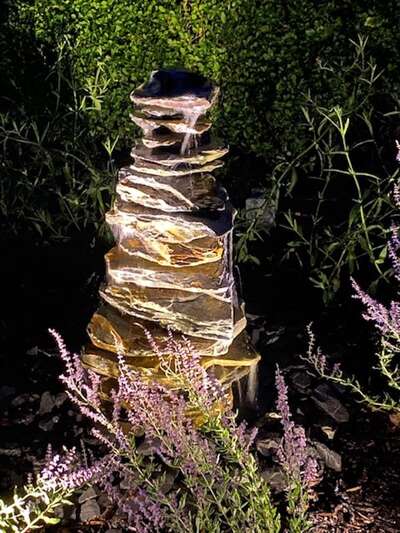 900mm Slate Stack Pyramid Night Lighting | Welsh Slate Water Features