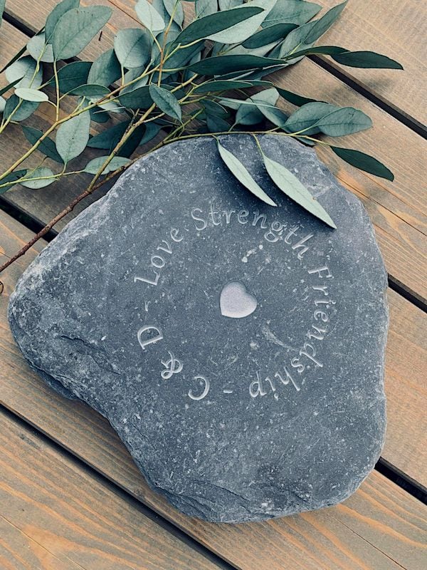 Love Strength Friendship Engraved Slate Paddlestones | Welsh Slate Water Features