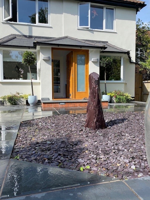 Front Garden Monolith Case Study 01 | Welsh Slate Water Features