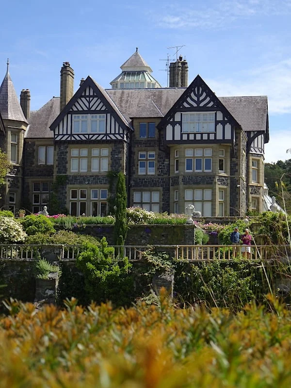 View of the main house at Bodnant Gardens in Wales