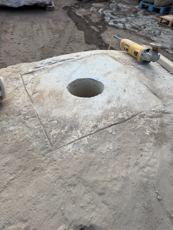 Chiselling out flat recess for steel plate