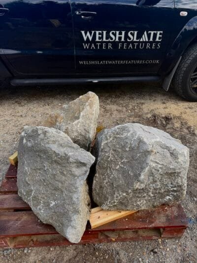 Trio of Boulders TS26 | Welsh Slate Water Features 01